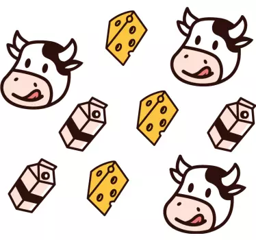 Disegni di adesivi murali cibo latte mucca e formaggio - TenStickers