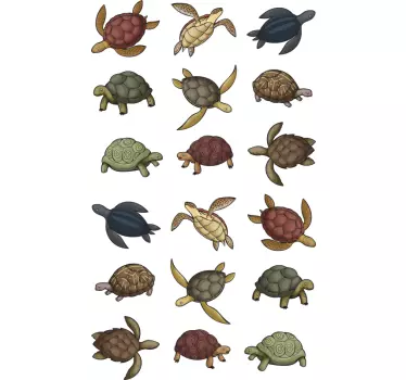 Adesivi animali per bambini motivi di tartarughe vivaci - TenStickers