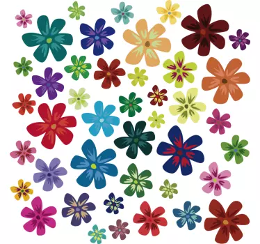 Adesivo murale fiore Stampa artistica con fiori colorati - TenStickers
