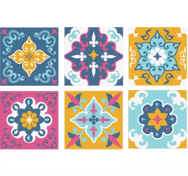 Adesivo decorativo configurazioni di piastrelle vivaci - TenStickers