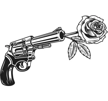 Adesivo decorativo fusione di fiori e armi da fuoco - TenStickers