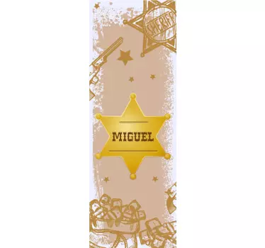 Adesivo per frigo design badge sceriffo personalizzabile - TenStickers