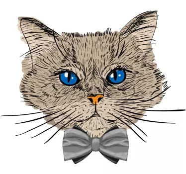 Adesivi animali per bambini papillon faccia di gatto - TenStickers