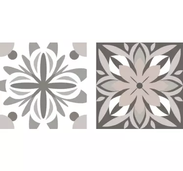 Trasferimento di piastrelle con motivo a fiori bianchi e prede - TenStickers