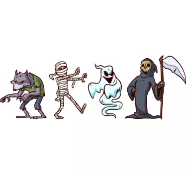 Adesivo Halloween collezione di personaggi spettrali - TenStickers