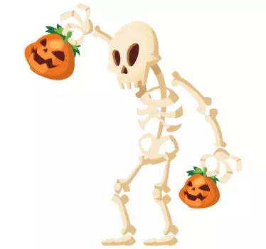 Adesivo Halloween scheletro con zucche - TenStickers