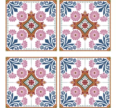 Adesivo decorativo piastrelle floreali colorate - TenStickers