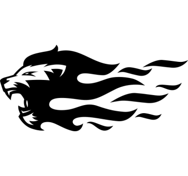 Adesivo auto Leone in una silhouette di fiamma - TenStickers