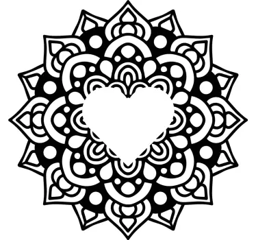 Adesivo murale floreale Mandala con cornice a forma di cuore - TenStickers