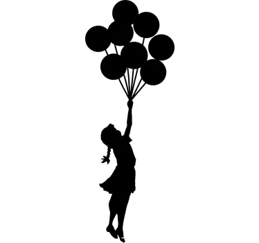 Sticker decorativo Bansky bambina con palloncini - TenStickers