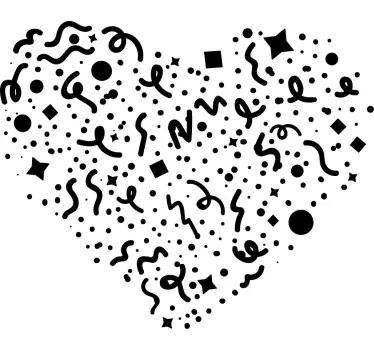 Adesivo decorativo motivo a forma di cuore con coriandoli - TenStickers
