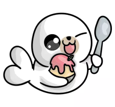 Adesivi animali per bambini foca giocosa con gelato - TenStickers