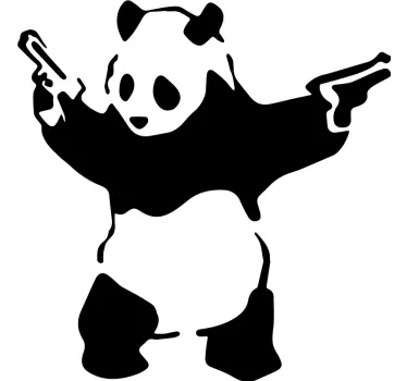 Adesivo per frigo panda con fucili - TenStickers