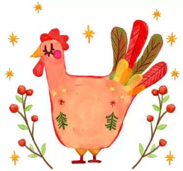 Sticker uccello Gallo floreale - TenStickers