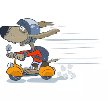 Adesivo bambini cane in vespa - TenStickers