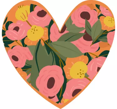 Adesivo decorativo motivo floreale a cuore - TenStickers