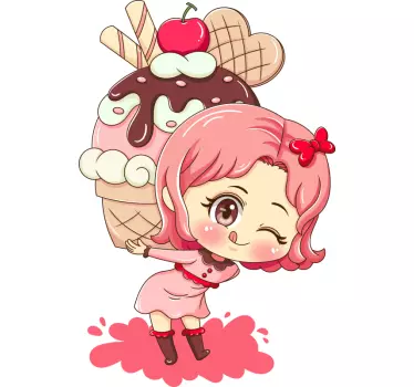 Adesivi animali per bambini ragazza carina con gelato - TenStickers
