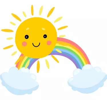sticker cartone animato Cielo cartone animato sole e arcobaleno - TenStickers