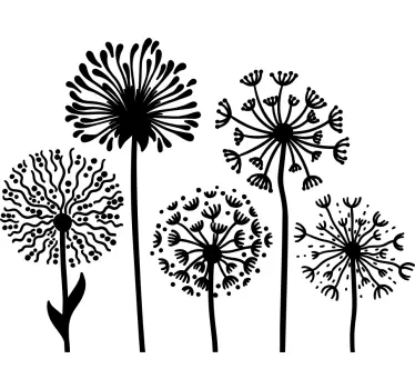Adesivo decorativo set silhouette fiori di tarassaco - TenStickers