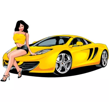 Adesivo murale bolide con pin-up 1 - TenStickers