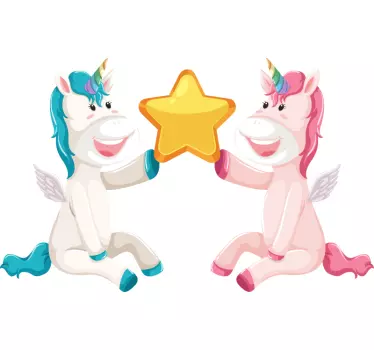 Adesivo per bambini unicorni con stelle - TenStickers