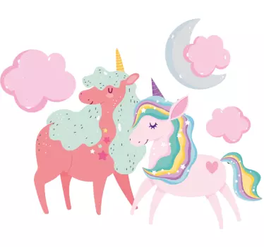 Adesivo per bambini con immagini di unicorni carini - TenStickers