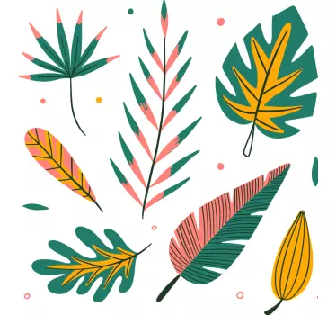 Adesivo murale soggiorno motivo foglia tropicale - TenStickers