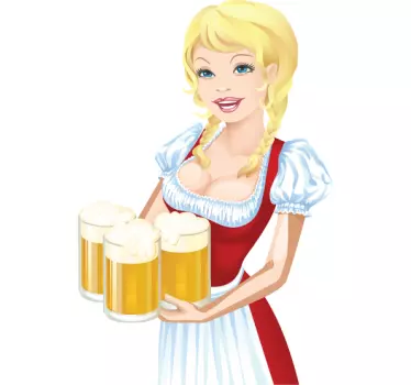 Sticker decorativo cameriera birreria - TenStickers