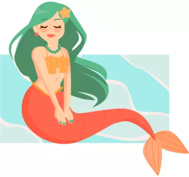 Adesivo per bambini sirena con capelli fluenti - TenStickers