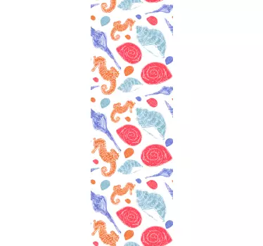Adesivo per frigo cavallucci marini e conchiglie - TenStickers