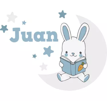 Adesivo per bambini coniglio che legge un libro - TenStickers