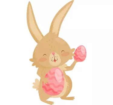 Adesivi animali per bambini coniglio felice con uova - TenStickers