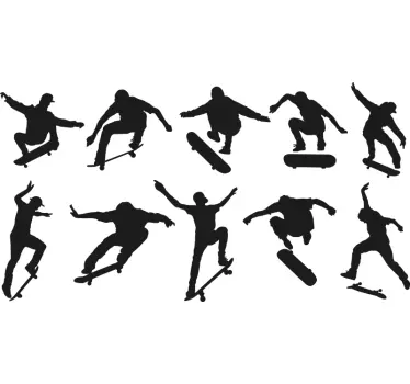 Adesivo sport estremo silhouette di skateboarder - TenStickers