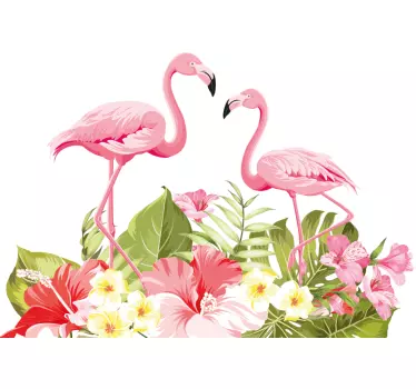 Adesivo uccelli fenicotteri e fiori - TenStickers