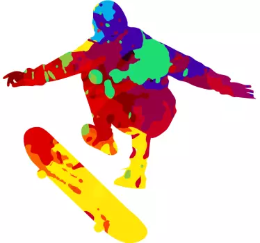 Adesivo sport estremo salto colorato con skateboard - TenStickers