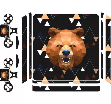 Adesivo ps4 faccia di orso poligonale - TenStickers