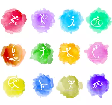 Adesivo sport icone atletiche colorate - TenStickers