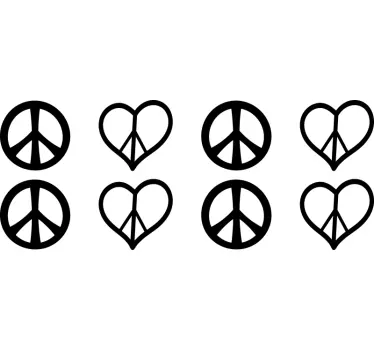 Adesivo decorativo simboli del cuore della pace - TenStickers