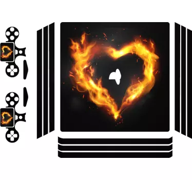 Adesivo ps4 emblema cuore fiammeggiante - TenStickers