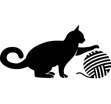 Adesivo murale gatto con gomitolo - TenStickers