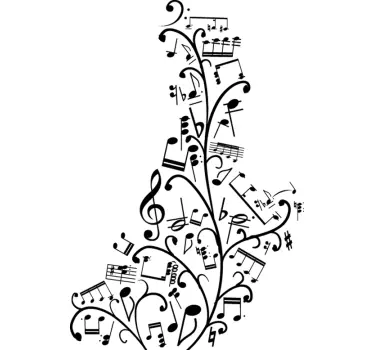 Sticker decorativo note musicali floreali - TenStickers