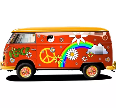 Adesivo muro furgoncino hippie - TenStickers