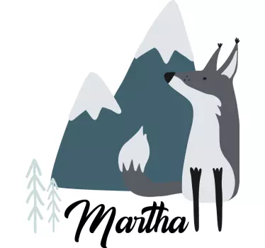 Lavagna adesiva bianca lupo di montagna personalizzata - TenStickers