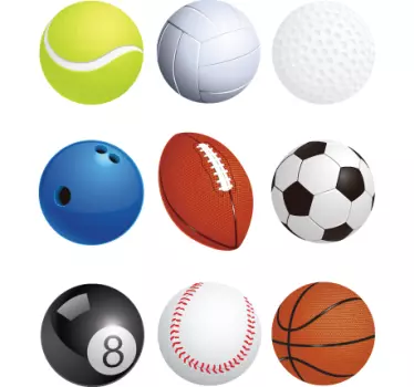 Adesivo murale collezione palle sport - TenStickers