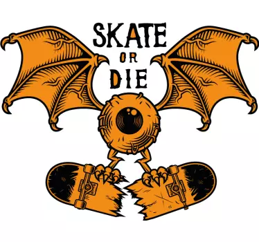 Adesivo sport estremo creatura pipistrello skateboard - TenStickers