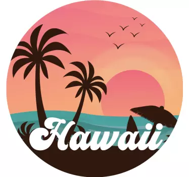 Adesivo per frigo paesaggio al tramonto delle hawaii - TenStickers
