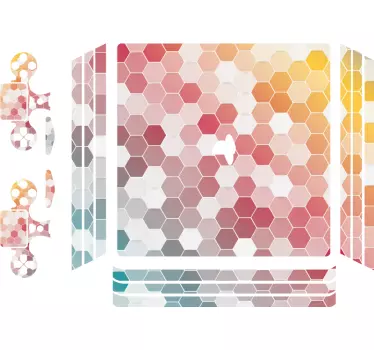 Adesivo ps4 mosaic colorato esagonale - TenStickers