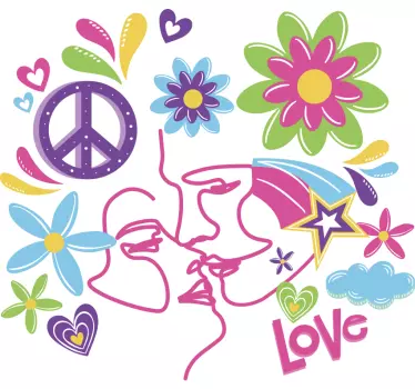 Adesivo decorativo cuori di fiori pacifici - TenStickers
