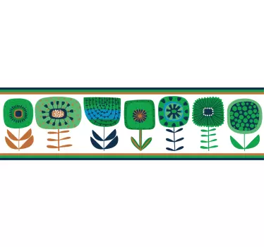Greca adesiva motivo floreale stilizzato - TenStickers