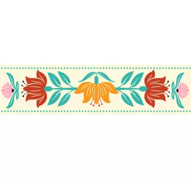 Greca adesiva composizione bordo floreale - TenStickers